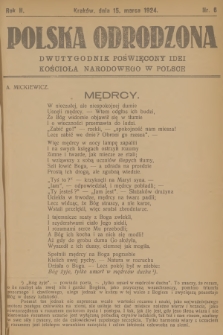 Polska Odrodzona : dwutygodnik poświęcony idei kościoła narodowego w Polsce. R.2, 1924, nr 6