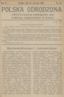 Polska Odrodzona : dwutygodnik poświęcony idei kościoła narodowego w Polsce. R.2, 1924, nr 12 - [po konfiskacie]