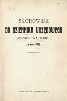 Skorowidz do Dziennika Urzędowego Ministerstwa Skarbu. 1928