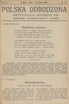 Polska Odrodzona : dwutygodnik poświęcony idei kościoła narodowego w Polsce. R.2, 1924, nr 17 - [po konfiskacie]