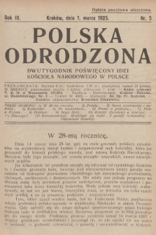 Polska Odrodzona : dwutygodnik poświęcony idei kościoła narodowego w Polsce. R.3, 1925, nr 5