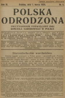 Polska Odrodzona : dwutygodnik poświęcony idei kościoła narodowego w Polsce. R.4, 1926, nr 5 - [po konfiskacie]