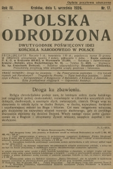 Polska Odrodzona : dwutygodnik poświęcony idei kościoła narodowego w Polsce. R.4, 1926, nr 17