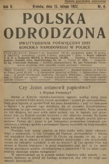 Polska Odrodzona : dwutygodnik poświęcony idei kościoła narodowego w Polsce. R.5, 1927, nr 4