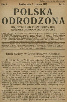 Polska Odrodzona : dwutygodnik poświęcony idei kościoła narodowego w Polsce. R.5, 1927, nr 11