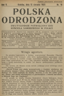 Polska Odrodzona : dwutygodnik poświęcony idei kościoła narodowego w Polsce. R.5, 1927, nr 16