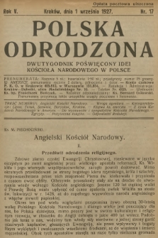 Polska Odrodzona : dwutygodnik poświęcony idei kościoła narodowego w Polsce. R.5, 1927, nr 17