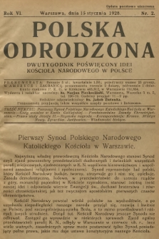 Polska Odrodzona : dwutygodnik poświęcony idei kościoła narodowego w Polsce. R.6, 1928, nr 2