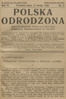 Polska Odrodzona : dwutygodnik poświęcony idei kościoła narodowego w Polsce. R.6, 1928, nr 4