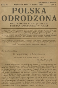 Polska Odrodzona : dwutygodnik poświęcony idei kościoła narodowego w Polsce. R.6, 1928, nr 6