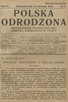 Polska Odrodzona : dwutygodnik poświęcony idei kościoła narodowego w Polsce. R.6, 1928, nr 8