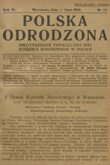Polska Odrodzona : dwutygodnik poświęcony idei kościoła narodowego w Polsce. R.6, 1928, nr 13