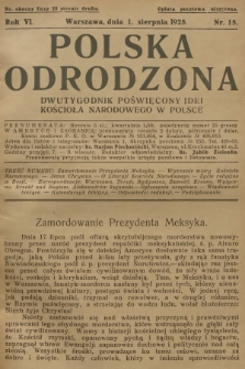 Polska Odrodzona : dwutygodnik poświęcony idei kościoła narodowego w Polsce. R.6, 1928, nr 15