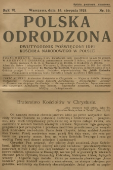 Polska Odrodzona : dwutygodnik poświęcony idei kościoła narodowego w Polsce. R.6, 1928, nr 16