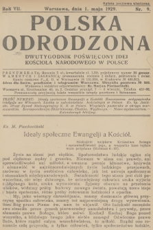 Polska Odrodzona : dwutygodnik poświęcony idei kościoła narodowego w Polsce. R.7, 1929, nr 9