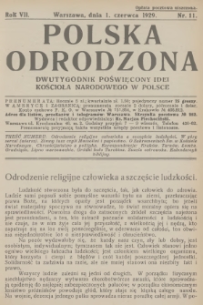 Polska Odrodzona : dwutygodnik poświęcony idei kościoła narodowego w Polsce. R.7, 1929, nr 11