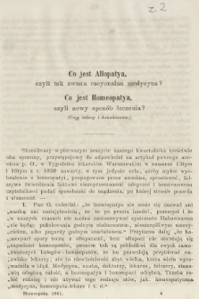 Homeopata Polski : kwartalnik lekarski : poświęcony homeopatyi, hygienie, gimnastyce racyonalnej, hydroterapii i weterynaryi homeopatycznej. [R.1.], [1861], [z. 2]
