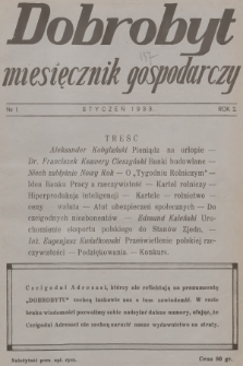 Dobrobyt : miesięcznik gospodarczy dla wszystkich. R.2, 1933, № 1