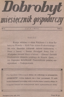 Dobrobyt : miesięcznik gospodarczy dla wszystkich. R.2, 1933, № 2