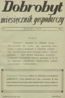 Dobrobyt : miesięcznik gospodarczy dla wszystkich. R.2, 1933, № 3