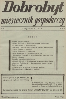Dobrobyt : miesięcznik gospodarczy dla wszystkich. R.2, 1933, № 4