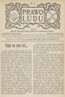 Prawo Ludu : organ Polskiej Partyi Socyalno-Demokratycznej. R.9, 1906, nr 6