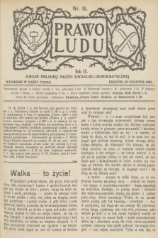 Prawo Ludu : organ Polskiej Partyi Socyalno-Demokratycznej. R.9, 1906, nr 16
