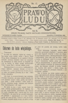 Prawo Ludu : organ Polskiej Partyi Socyalno-Demokratycznej. R.9, 1906, nr 17