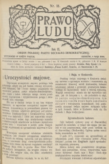 Prawo Ludu : organ Polskiej Partyi Socyalno-Demokratycznej. R.9, 1906, nr 18