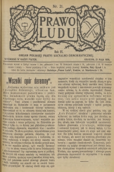Prawo Ludu : organ Polskiej Partyi Socyalno-Demokratycznej. R.9, 1906, nr 21