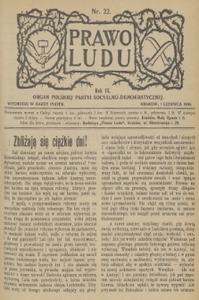 Prawo Ludu : organ Polskiej Partyi Socyalno-Demokratycznej. R.9, 1906, nr 22