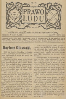 Prawo Ludu : organ Polskiej Partyi Socyalno-Demokratycznej. R.9, 1906, nr 27