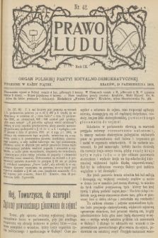 Prawo Ludu : organ Polskiej Partyi Socyalno-Demokratycznej. R.9, 1906, nr 42