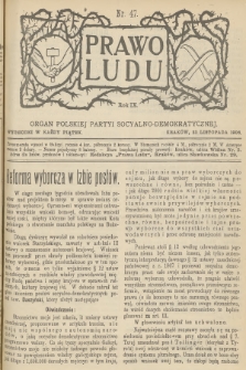 Prawo Ludu : organ Polskiej Partyi Socyalno-Demokratycznej. R.9, 1906, nr 47
