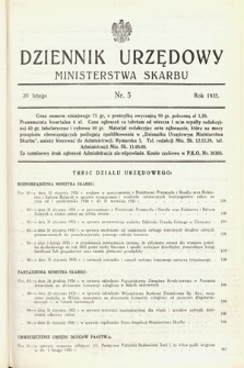 Dziennik Urzędowy Ministerstwa Skarbu. 1935, nr 5