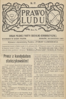 Prawo Ludu : organ Polskiej Partyi Socyalno-Demokratycznej. R.10, 1907, nr 17
