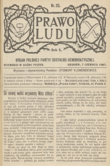 Prawo Ludu : organ Polskiej Partyi Socyalno-Demokratycznej. R.10, 1907, nr 23