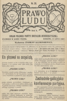 Prawo Ludu : organ Polskiej Partyi Socyalno-Demokratycznej. R.10, 1907, nr 28