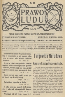 Prawo Ludu : organ Polskiej Partyi Socyalno-Demokratycznej. R.10, 1907, nr 38
