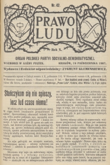 Prawo Ludu : organ Polskiej Partyi Socyalno-Demokratycznej. R.10, 1907, nr 42
