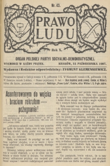 Prawo Ludu : organ Polskiej Partyi Socyalno-Demokratycznej. R.10, 1907, nr 43