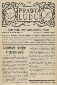 Prawo Ludu : organ Polskiej Partyi Socyalno-Demokratycznej. R.10, 1907, nr 50