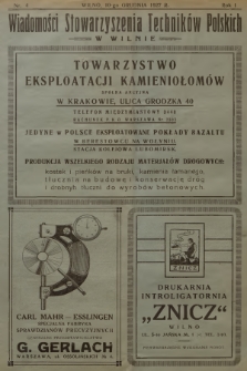 Wiadomości Stowarzyszenia Techników Polskich w Wilnie : miesięcznik poświęcony sprawom nauki, techniki i przemysłu technicznego. R.1, 1927, №  4