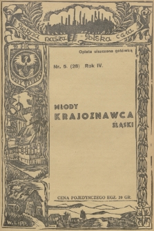 Młody Krajoznawca Śląski : pisemko Szkolnych Kół Krajoznawczych Śląskich. R. 4, 1937, nr 5 (28)