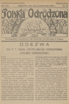 Polska Odrodzona : dwutygodnik poświęcony idei kościoła narodowego w Polsce. R.8, 1930, nr 19
