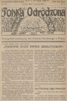 Polska Odrodzona : dwutygodnik poświęcony idei kościoła narodowego w Polsce. R.9, 1931, nr 11