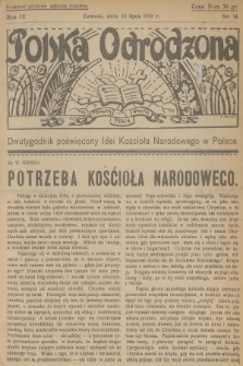 Polska Odrodzona : dwutygodnik poświęcony idei kościoła narodowego w Polsce. R.9, 1931, nr 14