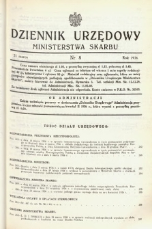 Dziennik Urzędowy Ministerstwa Skarbu. 1936, nr 8