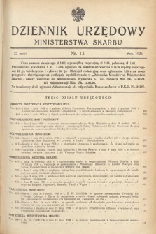 Dziennik Urzędowy Ministerstwa Skarbu. 1936, nr 13