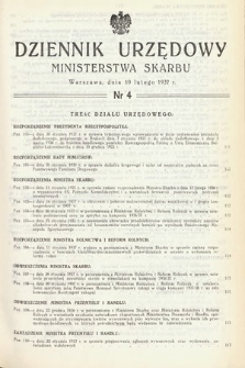 Dziennik Urzędowy Ministerstwa Skarbu. 1937, nr 4